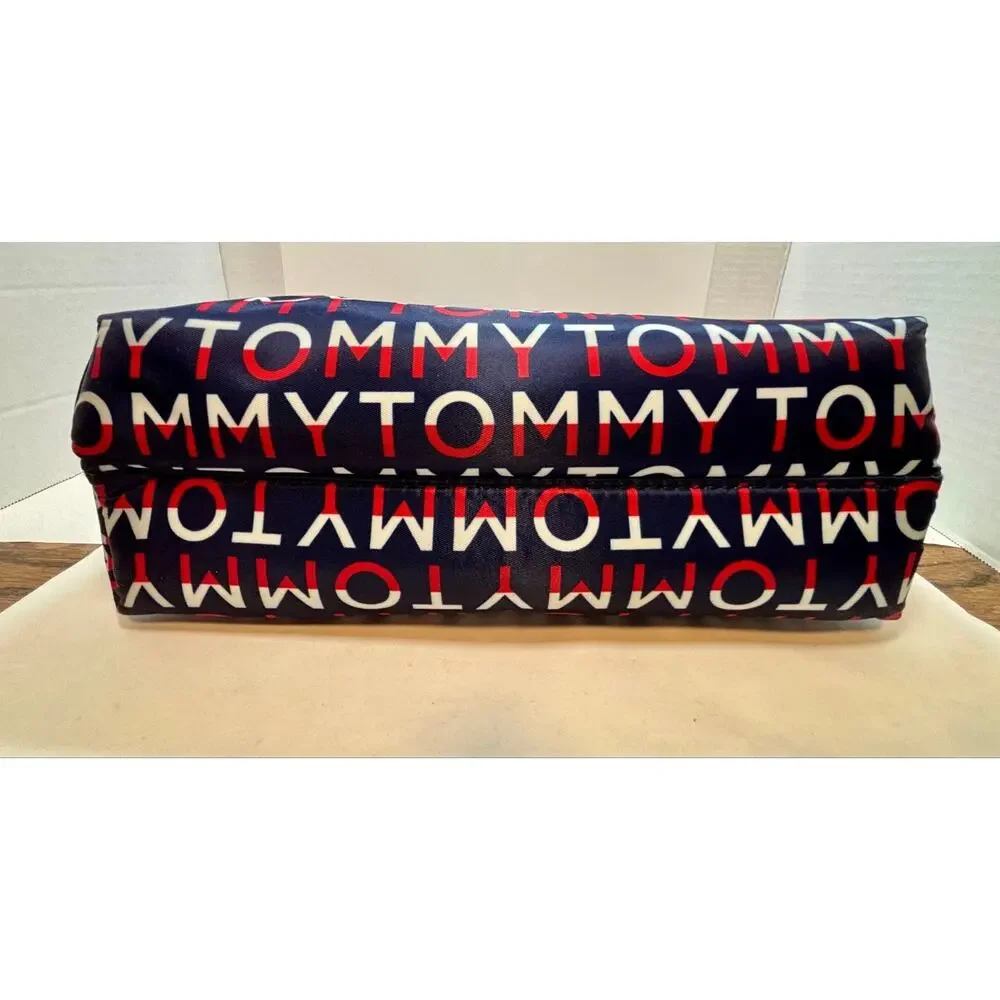 Tommy Hilfiger Cosmetic Bag Monogram Logo Navy Red Makeup Toiletry Mini Purse